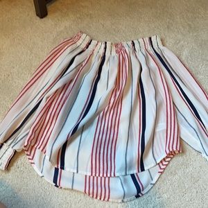 Off the shoulder striped shirt